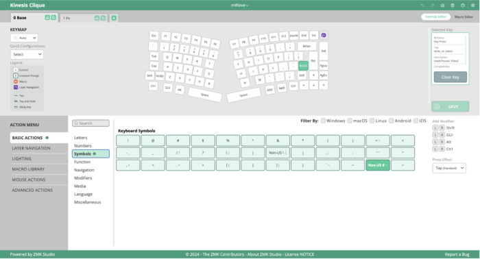 Clique mWave International Keymap Editor
