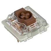 Gateron KS33 Brown-175x175 Close-up of a mechanical keyboard brown switch with transparent housing, ideal for tactile typing and gaming.